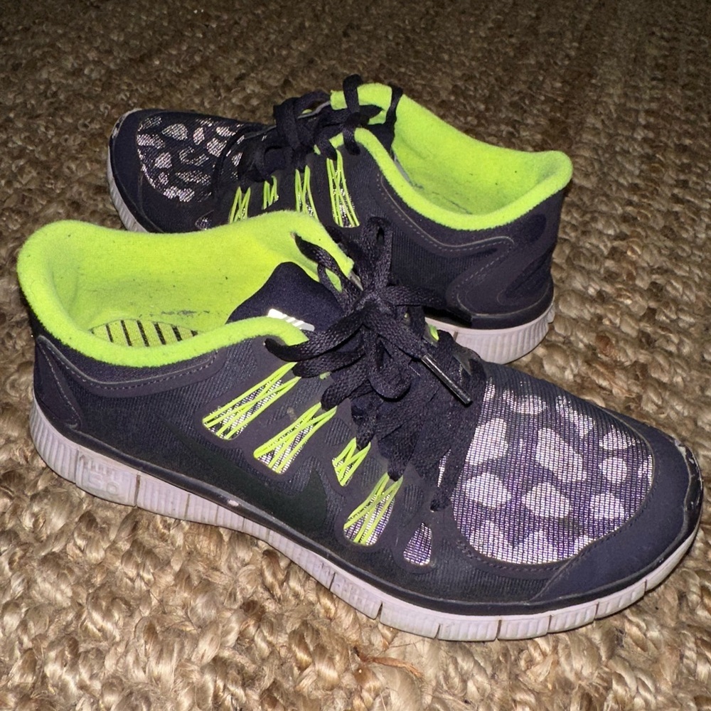 Nike purple and Neon Green Pegasus Running Sneakers